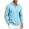 thumbnail image 2 of Sewkxo Men's Polo Shirt Long Sleeve Golf Shirts Lightweight Breathable Cool Shirts,Light Blue 2XL, 2 of 7