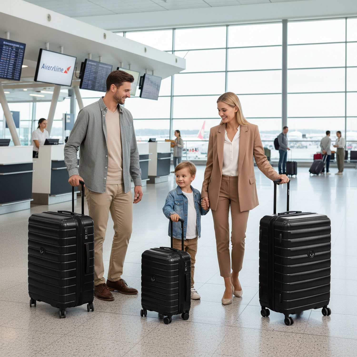 3 Piece Luggage Set PC Hard Shell Expandable Luggage with Spinner Wheels & TSA Lock,Lightweight Hardside Travel Suitcase 20"/25"/29", Black, LA13601