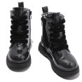 thumbnail image 6 of DADAWEN Boys Girls Ankle Boots Combat Boots Waterproof Boots with Side Zipper Glossy Black 11 Little Kid, 6 of 7