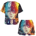 thumbnail image 3 of Anime Todoroki My Hero Academia Summer Home Suit For Womens Short-Sleeved Pajama Set 2pcs Loungewear Soft Sleepwear T-Shirts Tee Shirt Top And Short Sleeping Pants, 3 of 8