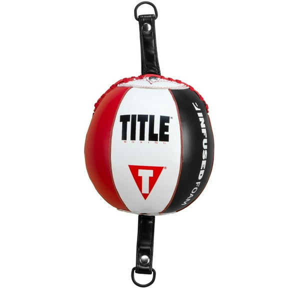Title Boxing Infused Foam Inflated Leather Double End Bag - 7" - Red/White/Black