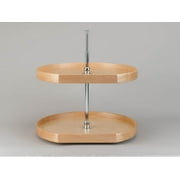 Wood D-Shaped Lazy Susans Natural Wood Premium Lazy Daisy Sets, Independently Rotating, D-Shaped, Two Shelf Set w...