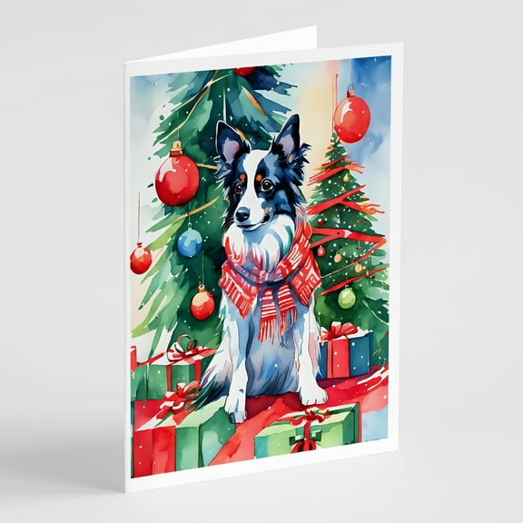 Papillon Christmas Greeting Cards Pack of 8 7 in x 5 in