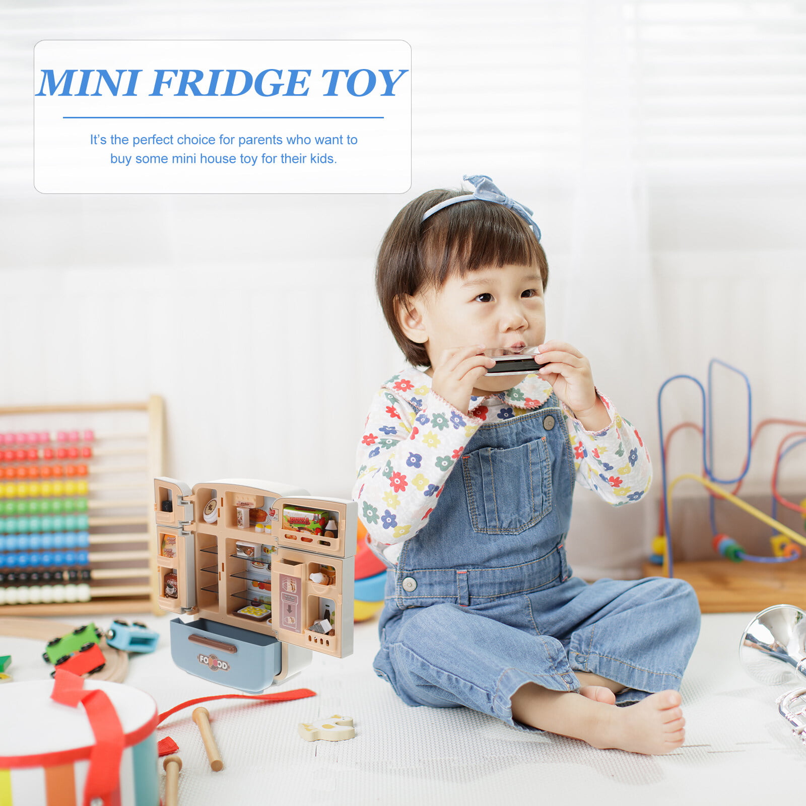 1 Set Mini Fridge Toy Mini Food Set Tiny Stuff Miniature House Pretend Play Toy, Size: 16.5x7.5x25cm