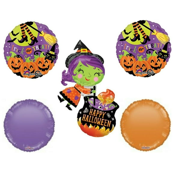 Halloween Witch & Cauldron Trick or Treat Party Balloons Decorations Haunted Pumpkin