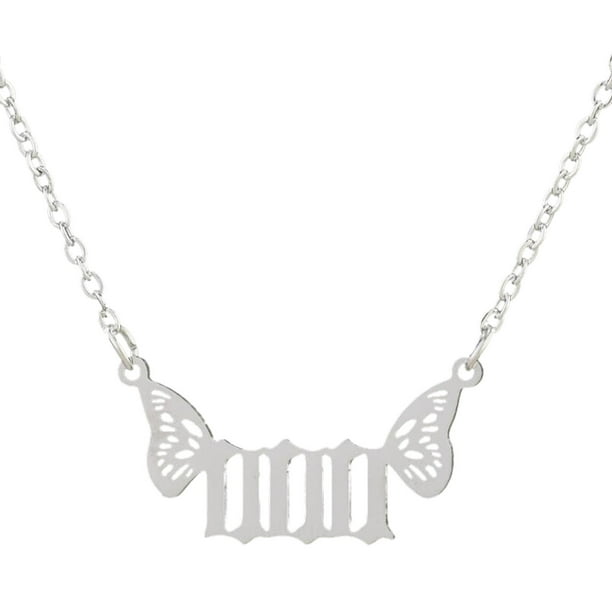 Joyería de Acero Inoxidable Mujeres Luz Ángel Número Colgante Collar 000 999