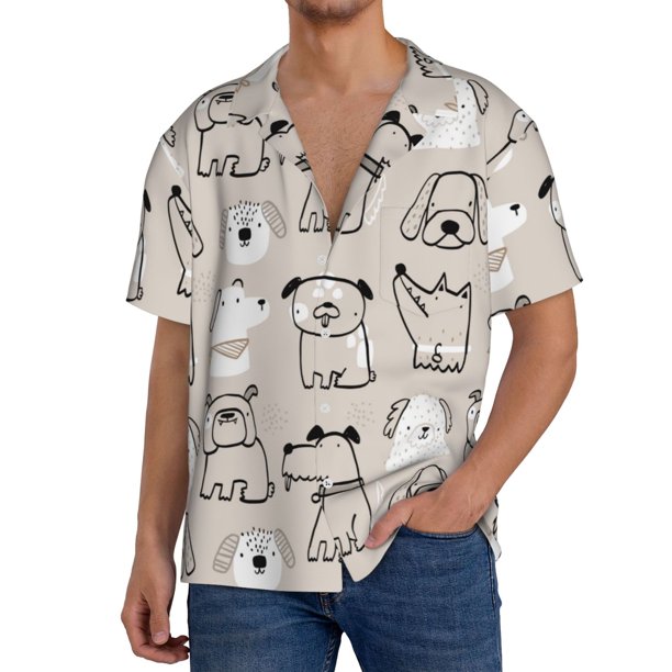 Balery Puppy Camisa Casual de Manga Corta con Botones para Hombre, Texturizada, Estilo Cubano, para Playa, Verano-X-Large