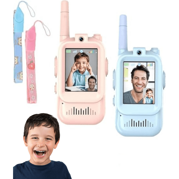 Video Walkie Talkies for Kids,2 Pack Rechargeable Walkie Talkies with Screen Display,Kids Walkies Talkie Toys for Ages 3-12 with HD Camera,2 Pack Video Walkie Talkie Toys (Blue＋Pink)