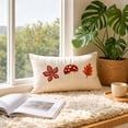 thumbnail image 6 of Linen Embroidery Throw Pillow Cover Red Spotted Leaf Decorative Cushion Case Fall Pillowcase for Sofa Couch 18x18 by OVFUIZ, 6 of 7