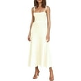 thumbnail image 1 of Coduop Women Spaghetti Straps Ribbed Dress Square Neck Sleeveless Lace Up Ruched Party Long Dress, 1 of 7