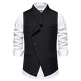 thumbnail image 6 of AZoiNM Men's Standard Fit Angled Placket Vest Lapel Collar Stretch Polyester Blend, 6 of 15
