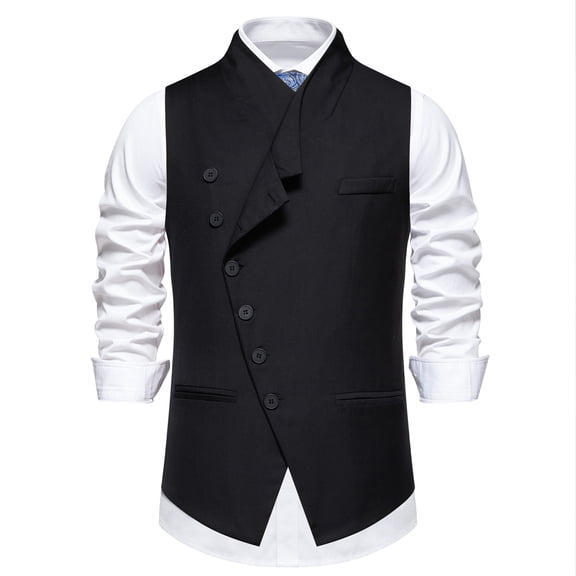 Cloudstyle Men's Solid Color Single-Breast Angled Closure Vest - Standard Fit Sleeveless Waistcoat with Notch Lapel