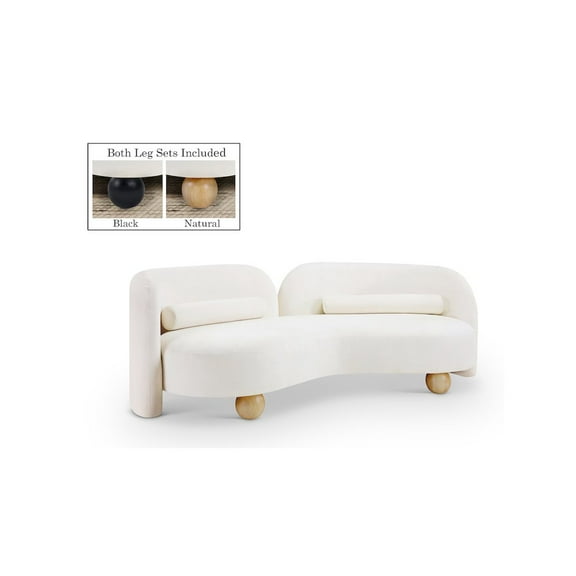 Meridian Furniture Daphne Cream Chenille Fabric Sofa
