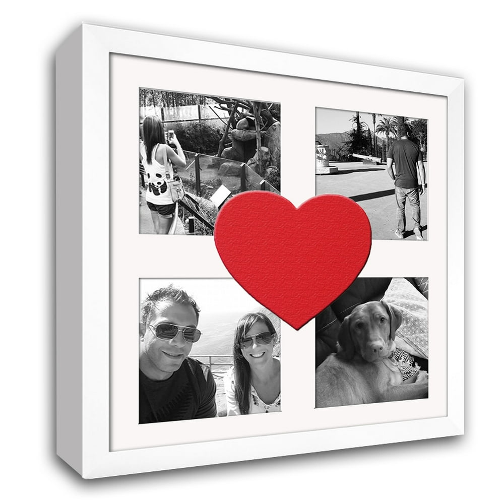 Heart & Love Picture Frame Wood Frame With Heart Shaped Double Mat