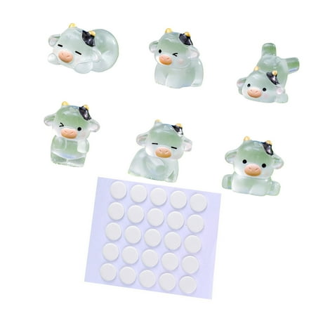 lixuesong 6Pieces Charm Cow Figurine Luminously Cow Car Ornamentation Cow Statues Lovely Dashboards Accessories for Women and Men