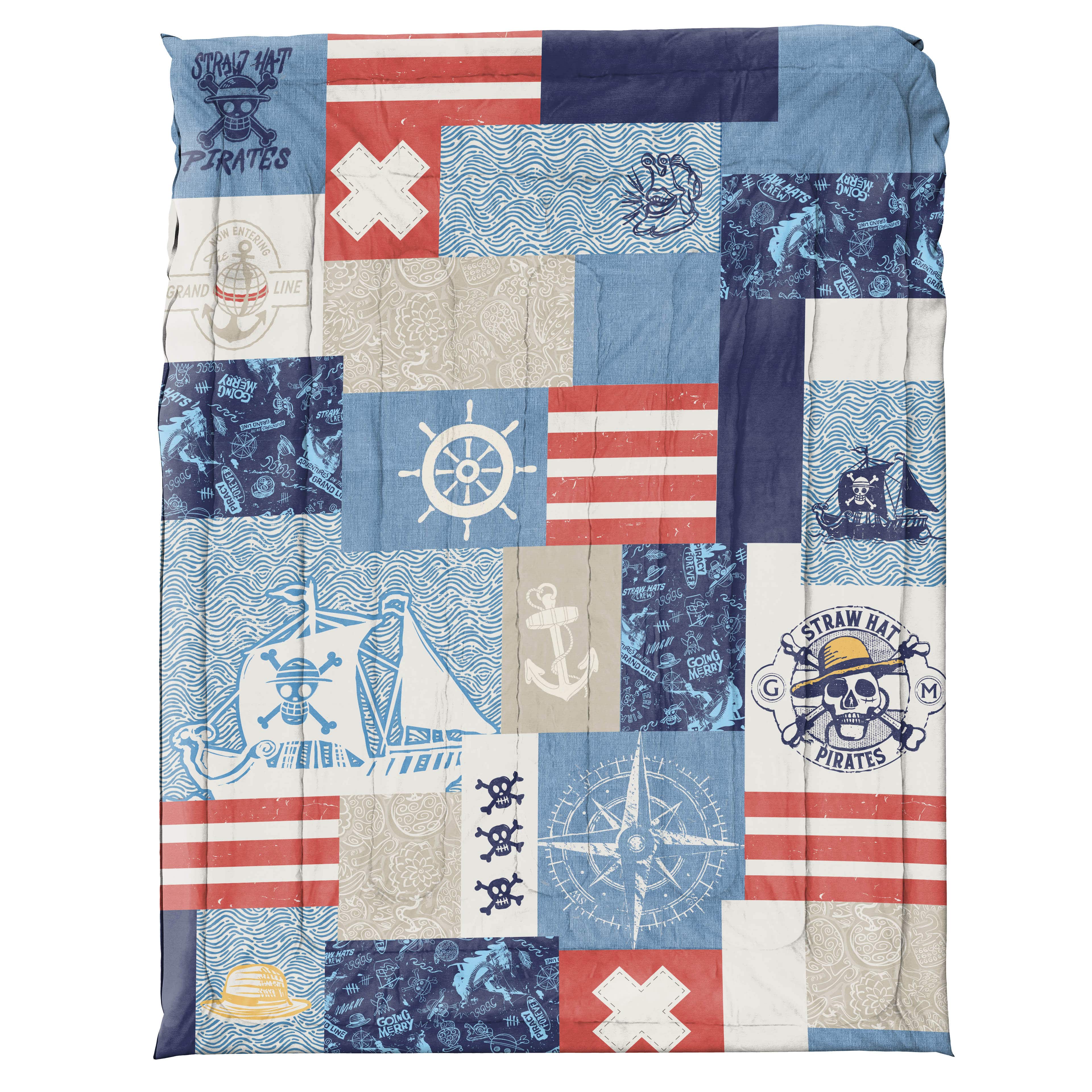 One Piece 2-Piece Reversible Comforter Set, Piracy Forever, Multicolor, Netfilx, Twin/Full