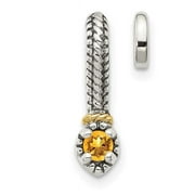 Sterling Silver with 14K Polished Citrine Chain Slide Pendant