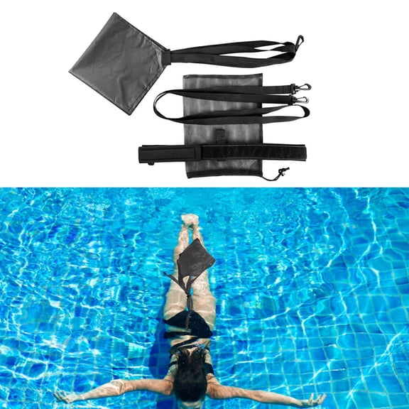 Cinturón de Resistencia a La Natación, Cinturón de Ejercicio de Entrenamiento de Natación, Cuerdas de Resistencia a La Natación con Paracaídas de 20 centímetros DYNWAVEMX Resistencia al paracaídas de natación