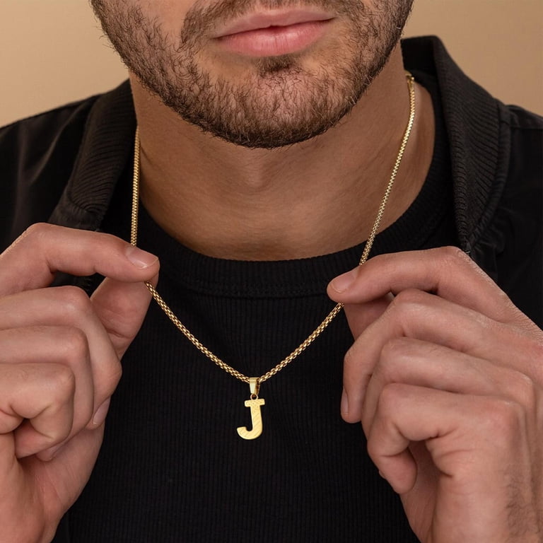 APSVO American Flag Initial Necklace for Men in Black photo 4