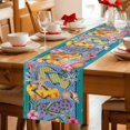 thumbnail image 5 of Watercolor Flip Flops Table Runner 72 Inches, Summer Ocean Coral Starfish Floral Green Bed Runner Dresser Scarves Tabletop for Indoor Outdoor Parties/Ceremony/Banquet, 14" x 72", 5 of 9