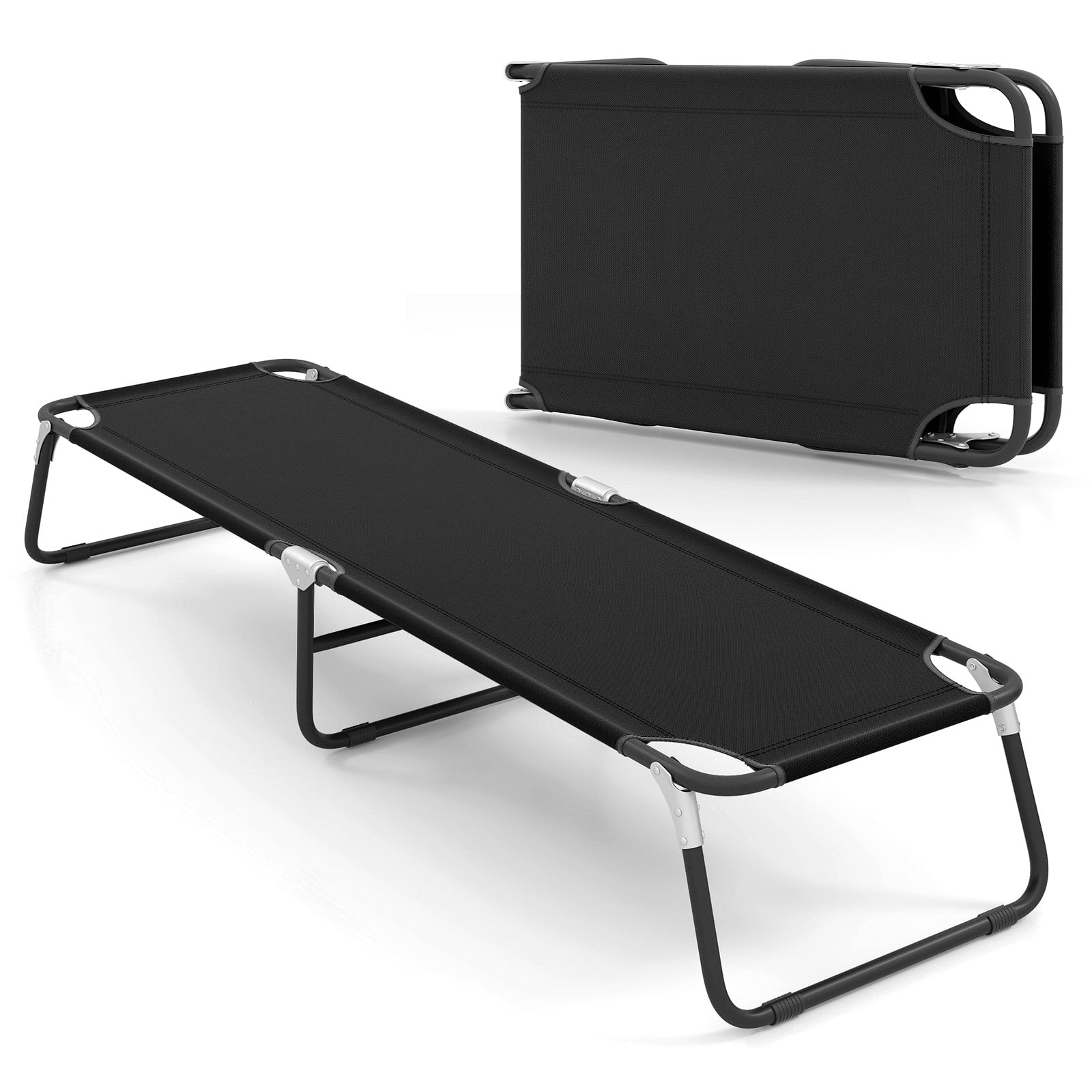 Gymax, Camping Cot, Heavy-Duty Folding Bed, Gray, 600D Oxford