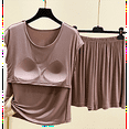 thumbnail image 4 of Ihph7 Sleepwear with Built in Bra Womens Pajama Sets Shorts Pajamas with Built in Bra Short Sets for Women Summer Lounge Sets for Women Matching Lounge Sets for Women Khaki XXL, 4 of 4