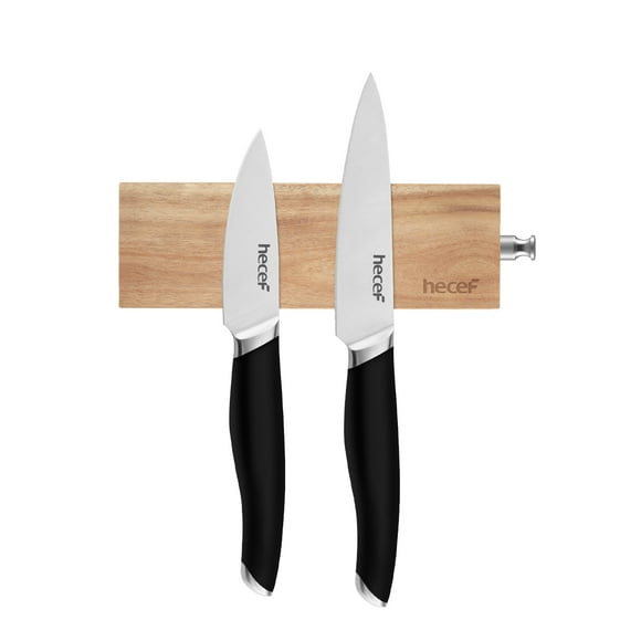 Hecef 6in Magnetic Knife Holder Strip Acacia Wood Multipurpose Use Knife Bar Tool Organizor for Wall