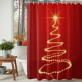 thumbnail image 4 of Red Christmas Tree Shower Curtain, Golden Lights Xmas Tree Waterproof Fabric Shower Curtains with 12 Hooks, Bathroom Curtain Set for Bathroom Accessories Decor, 36 x 72 Inches, 4 of 9