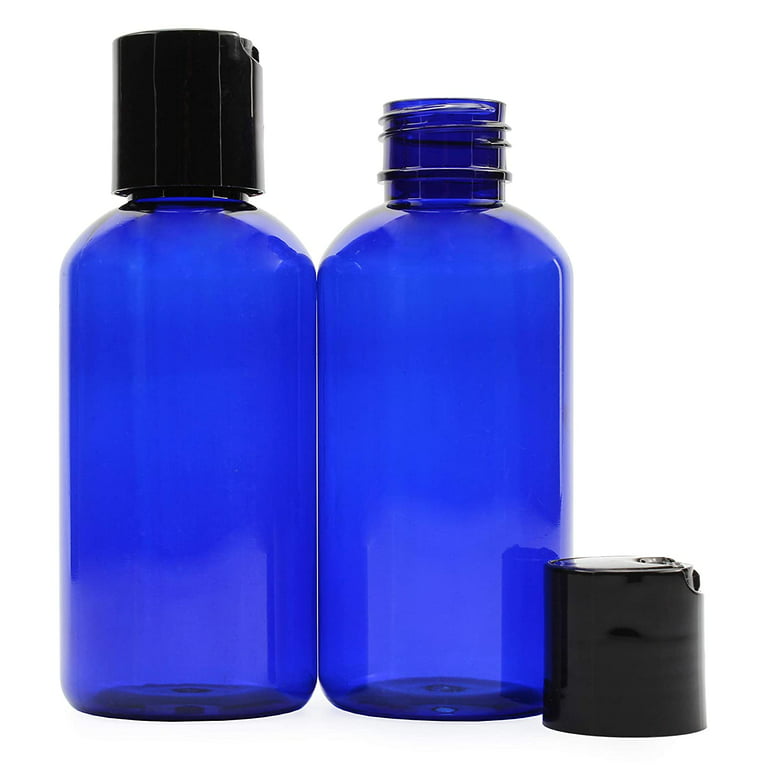 4oz Empty Cobalt Blue Plastic Squeeze Bottles with Disc Top Flip Cap (6  pack); BPA-Free Containers For Shampoo, Lotions, Liquid Body Soap, Creams