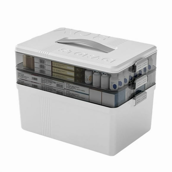 Storage Container 3-Tier Portable Organizer Kit for Home and Travel with Handle - Space and Easy