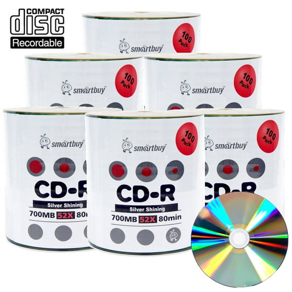 600 Pack Smartbuy 52X CD-R 700MB 80Min Shiny Silver (Non-Printable) Data Blank Media Recordable Disc