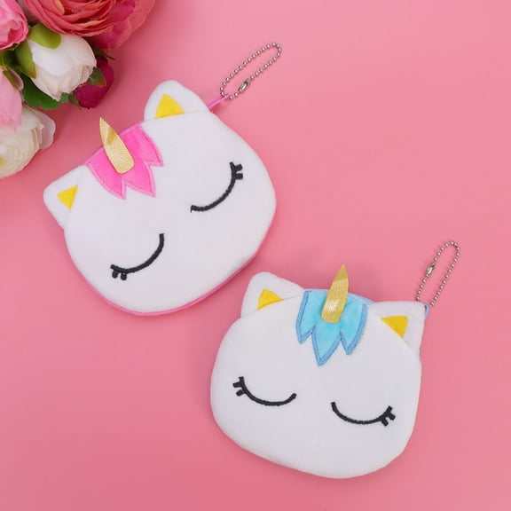 Supvox 2Pcs Plush Unicorn Change Purse Assorted Colors Coin Card Key Holder