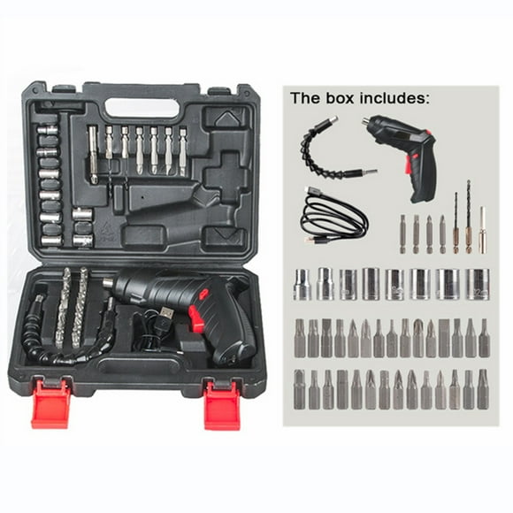 47PCS Electric Screwdriver Set 3.6V Cordless Electric Drill Screwdriver Kit Portable Repair Tool High Precision Power Tools Foldable Electric Screwdriver for Furniture Table Repair