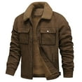 thumbnail image 2 of Men's Casual Multi-Pocket Suede Fleece-lined Jacket Zipper Lapel Top - Soft Interior for Autumn Winter Workwear, Outdoor Errands, and Festive Seasons,Coffee,M, 2 of 6