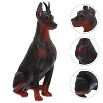 GAXIRE Small Doberman Dog Figurines Set Brown Plastic Decorative Animal Figures Educational Toys for Kids Boys and Girls