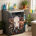 thumbnail image 4 of Dishwasher Magnet Cover, Highland Cow Flower Decorative Refrigerator Magnet, 23 x 26 Inch Trimmable Dishwasher Front Panel Cover for Home Kitchen Laundry Decorations, Easy Clean, 4 of 6