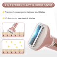 thumbnail image 3 of QUETO Rasoir électrique pour femme, rasoir électrique pour femme, 4 en 1 rechargeable sans fil, indolore, humide et sec, épilateur pour bikini, pour bras de ligne de bikini, 3 of 5