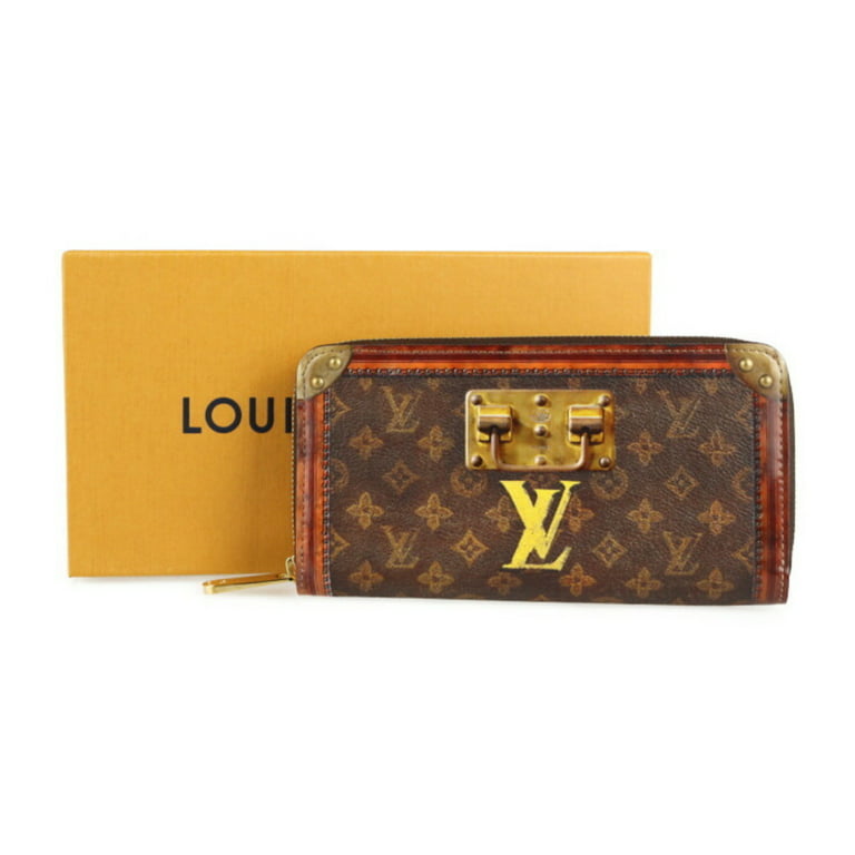 Authenticated Used LOUIS VUITTON Louis Vuitton Zippy Wallet Trunk Time  Transford Monogram Long M52746 Canvas Leather Brown Round Zipper Zip 