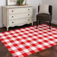 thumbnail image 3 of Red White Plaid Runner Rug 2.7x5 FT, Non Slip Entryway Carpet, Modern Farmhouse Buffalo Check Gingham Washable Soft Floor Carpet Entrance Mat Non-Shedding Throw Rug for Hallway Laundry Room Bedside, 3 of 9