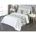 thumbnail image 3 of Leafy Design Bed Runner Set, Simple Design Exotic Vibes Modern Leaves Greenery Pattern Neutral, Decorative Bedding Scarf & 2 Pillow Shams for Hotels Homes, King, Forest Green Pale Green, by Ambesonne, 3 of 3