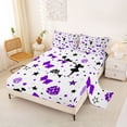 thumbnail image 2 of Manfei Purple Cheerleader Full Size Sheets For Kids,Cute Stars Bow Print Bed Sheets For Girls,4pcs, 2 of 6