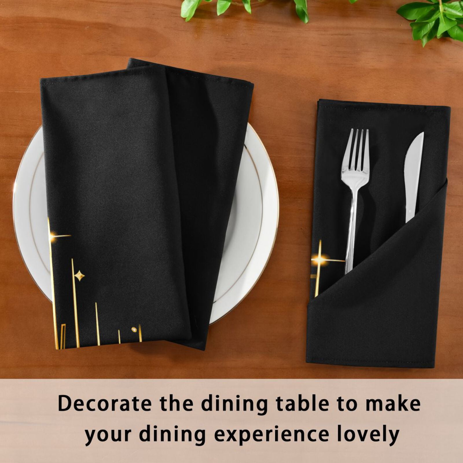 JSTEL Gold Music Notes Piano Keys Cloth Napkins Set of 6, 20x20 Inch Washable and Reusable Napkin for Decoupage Dinner Party Everyday Use