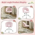 thumbnail image 3 of Ktaxon Vanity Makeup Chair Comfy Cute Accent Chair Small Swivel Task Office Chair with Wheels Faux Rabbit Hair Pink, 3 of 8
