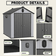 thumbnail image 2 of Resin Outdoor Storage Sheds with Floor, Durable Garden Storage Shed Plastic, Outdoor Tool Shed, Heavy Duty Backyard Storage Shed for Lawnmower, Garage Can, Generator, Bike, Patio, (6x8 FT), 2 of 10