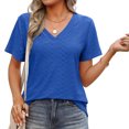 thumbnail image 4 of Tdoqot Womens T Shirts 2025 New Trendy- V-Neck Casual Loose Fit Short Sleeve Summer Tops Tees Blue Size XL, 4 of 8