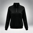 thumbnail image 4 of hlysgo Women's Quarter Zip Blouse Pullover Polar Fleece Sweatshirts Lightweight Stand Collar Warm Jacket Tops Black,2xL, 4 of 4