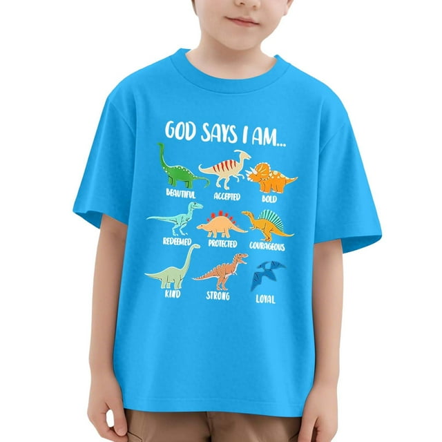 MEZZALL Hauts pour Filles T-Shirts T-Shirts pour Usage Quotidien Manches Courtes Col Rond Dessin Animé Dinosaure Décontracté Été T-Shirts 7-8 Ans Polyvalent Bébé