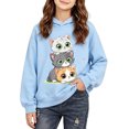 thumbnail image 4 of Qingpeng Girls Cartoon Cat Print Hoodie Long Sleeve Pullover Casual Hooded Sweatshirt for Fall, 4 of 7