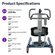 ProHeal Sit to Stand Lift - Bariatric Full Body Patient Transfer Lifter for Home Use and Facilities - Long Lasting Battery, 600 Pound Weight Capacity, 6 Sling Hooks