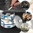 thumbnail image 4 of Yayeee Ashtray with Lid for Cigarette Smokeless Stainless Steel Home Ash Holder, Dark Blue Hand Drawn Sailboats, 4 of 7